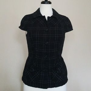 Split Button Up Cap Sleeve Top
